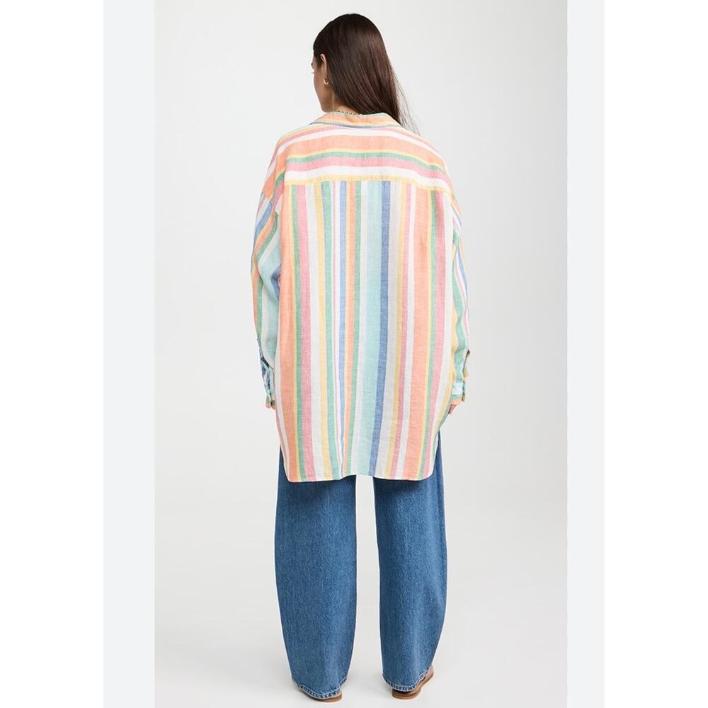 Ocean & Coast Size Large Unisex 100% Linen Pastel Button Coastal Beach Resort